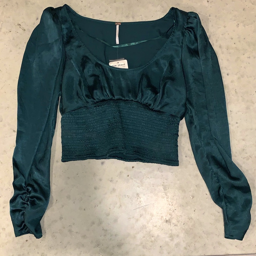 Free People Santiago Dark Green Cropped Top